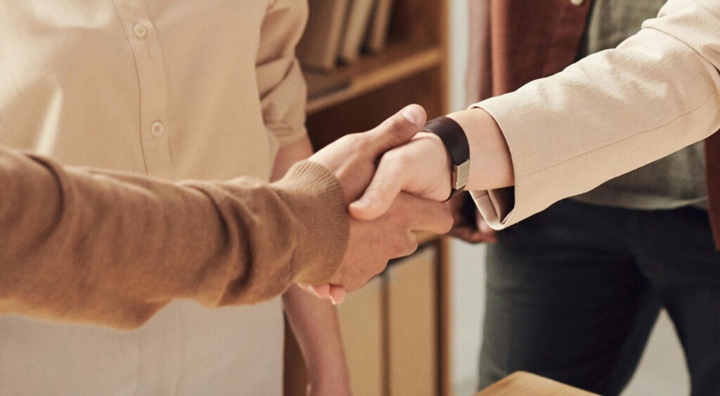 Closeup of shaking hands